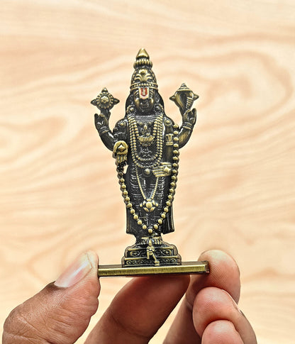 SHINDE EXPORTS small size brass metal lord tirupati balaji idol for car dashboard home