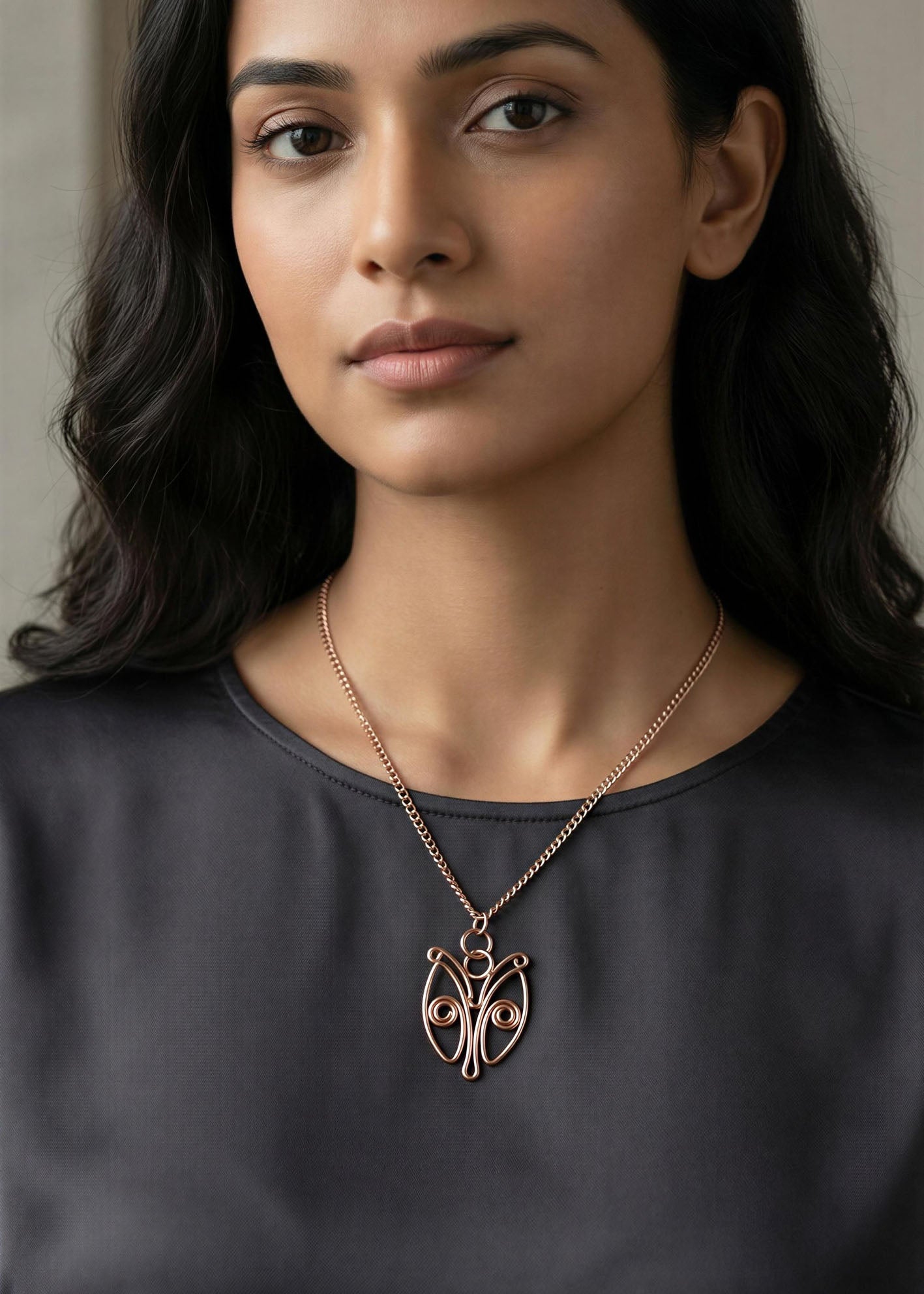 SHINDE EXPORTS 100% solid uncoated jewellery pure copper chain necklaces stylish choker for women with pendant