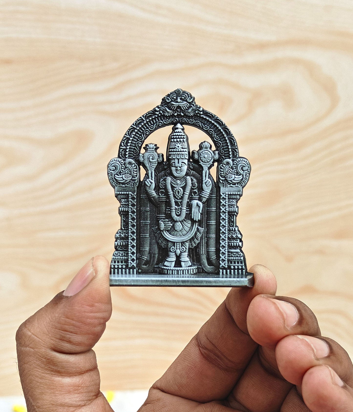 SHINDE EXPORTS small size brass metal lord tirupati balaji idol for car dashboard home