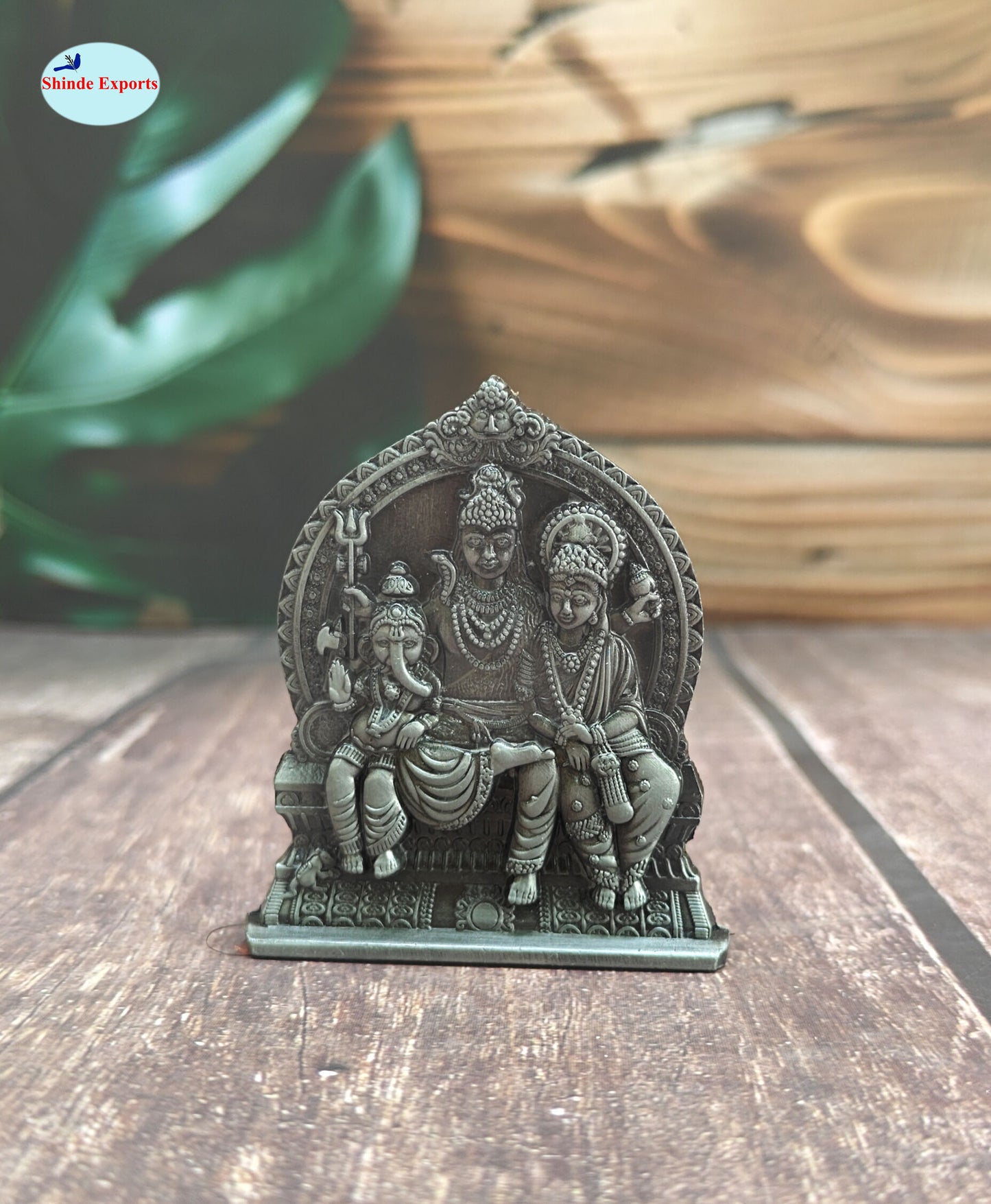SHINDE EXPORTS small lord shiva parvati family parivar shiv ganesha metal murti idol for home mandir car dashboard temple