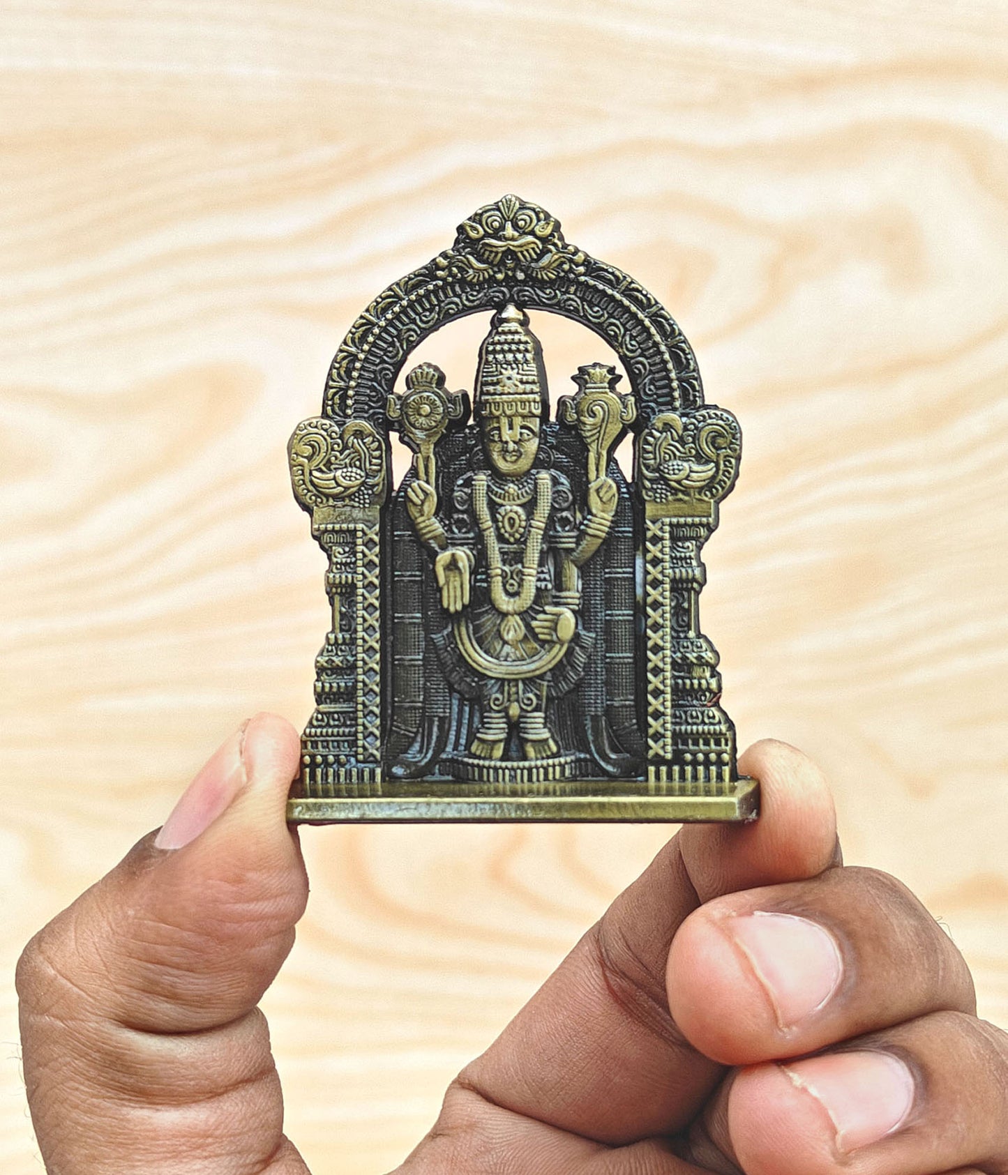 SHINDE EXPORTS small size brass metal lord tirupati balaji idol for car dashboard home
