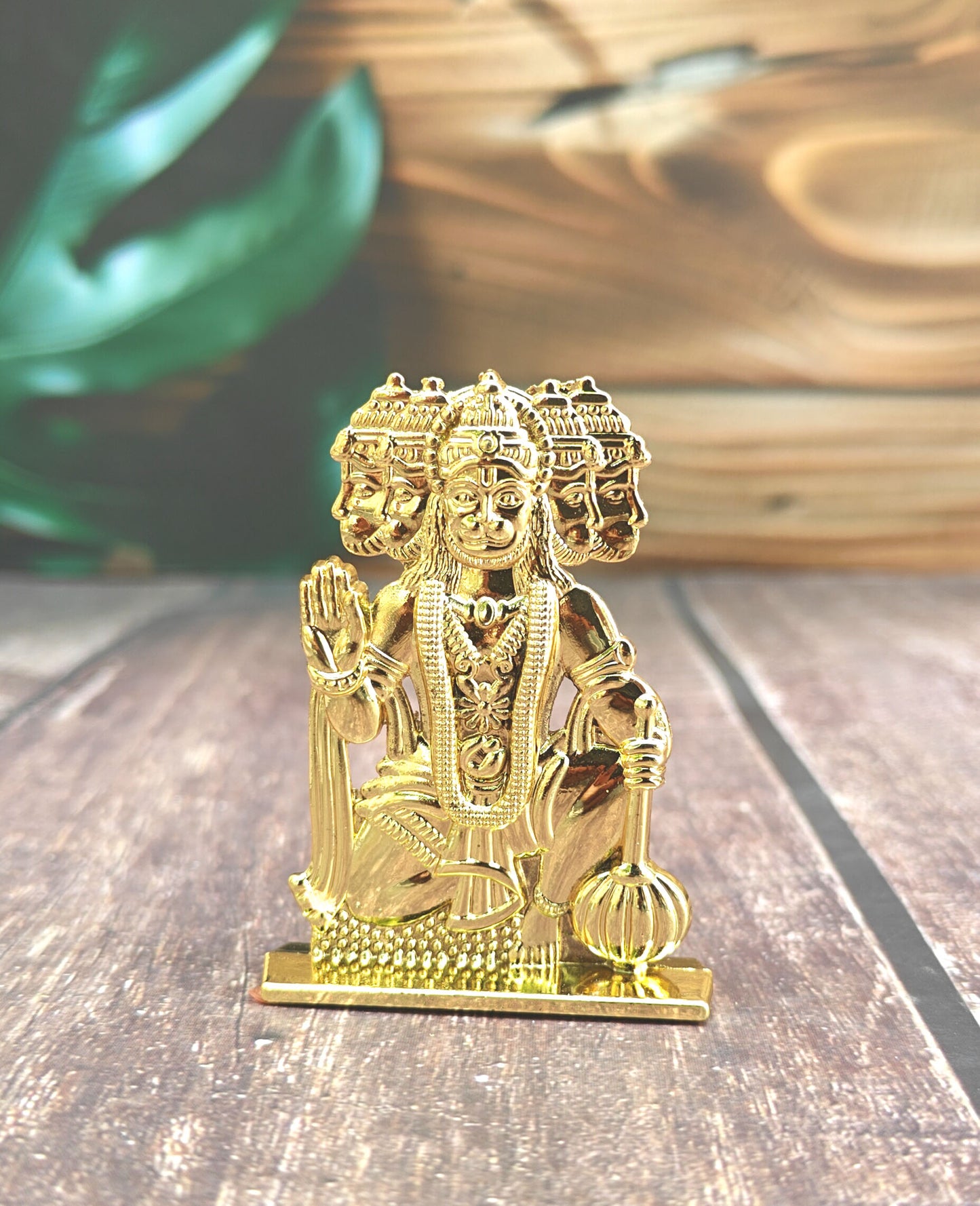 SHINDE EXPORTS small size brass pital metal panchmukhi hanuman idol murti statue for car dashboard home
