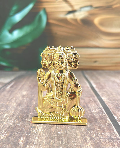 SHINDE EXPORTS small size brass pital metal panchmukhi hanuman idol murti statue for car dashboard home