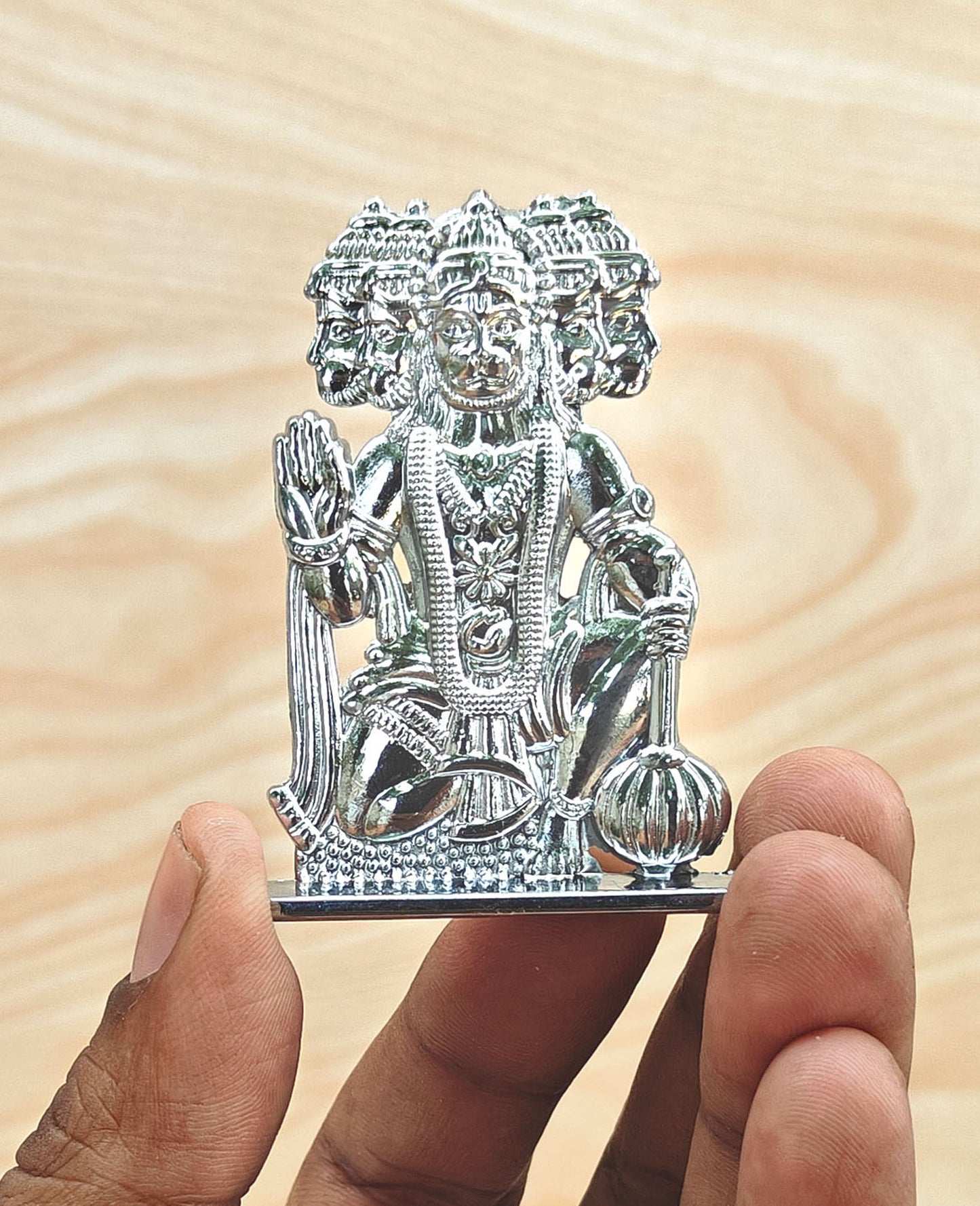 SHINDE EXPORTS small size brass pital metal panchmukhi hanuman idol murti statue for car dashboard home