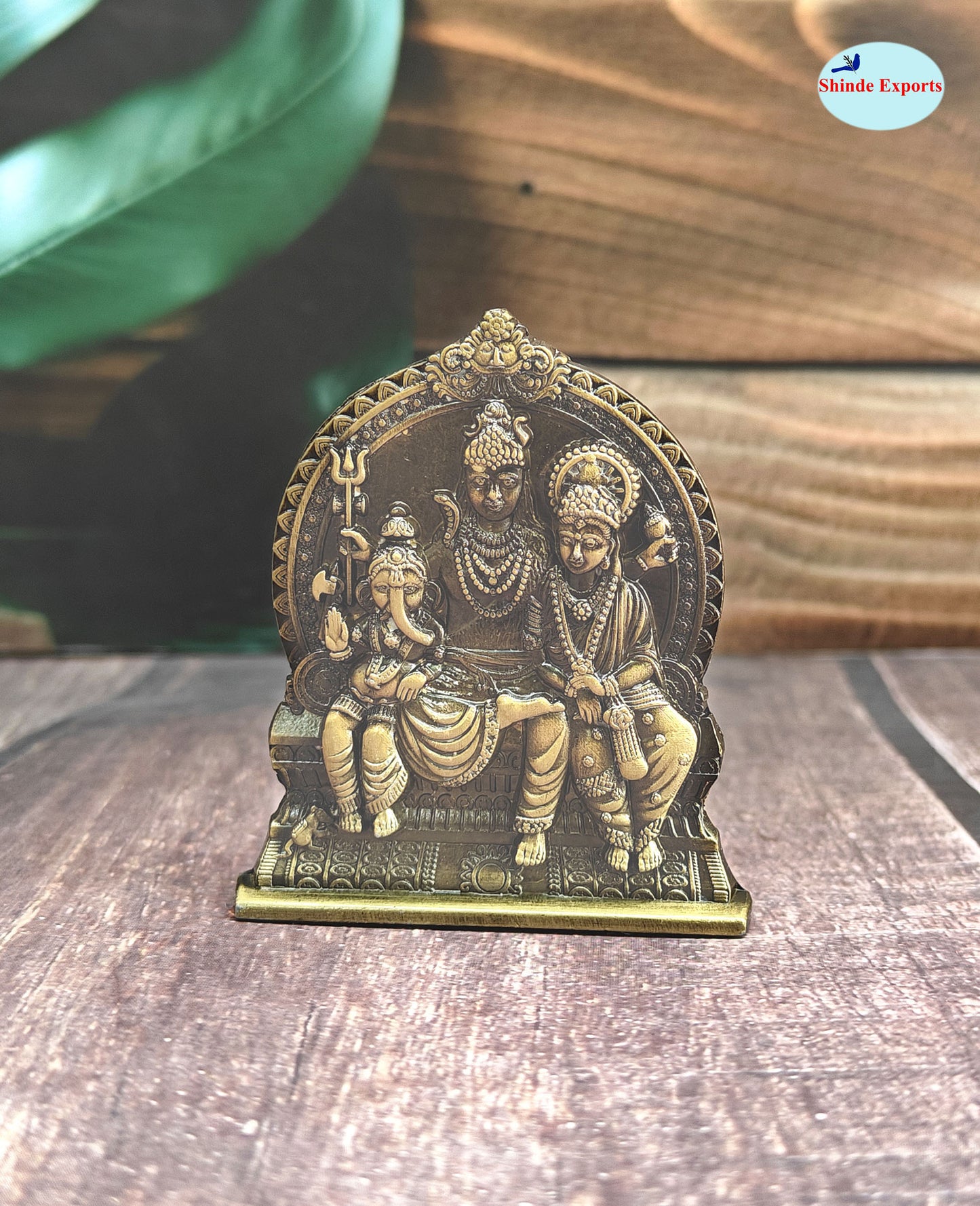 SHINDE EXPORTS small lord shiva parvati family parivar shiv ganesha metal murti idol for home mandir car dashboard temple