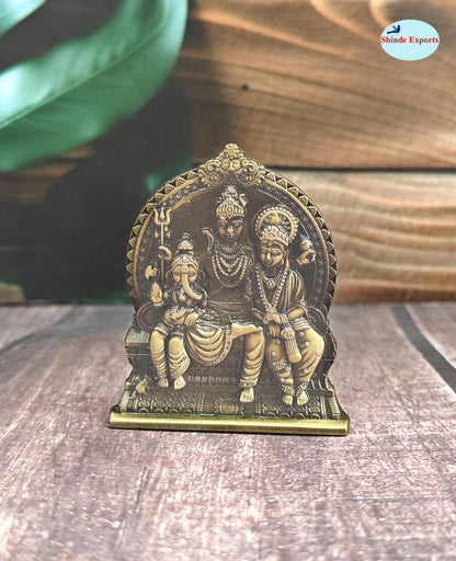 SHINDE EXPORTS small lord shiva parvati family parivar shiv ganesha metal murti idol for home mandir car dashboard temple
