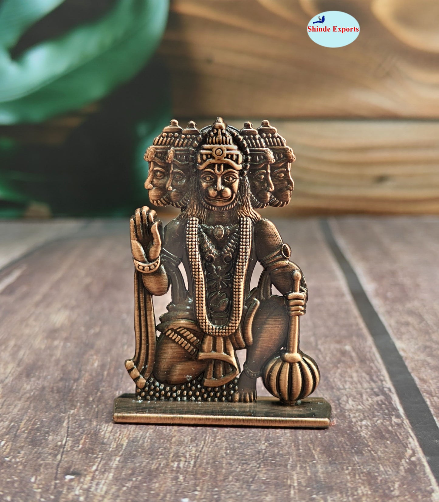 SHINDE EXPORTS small size brass pital metal panchmukhi hanuman idol murti statue for car dashboard home