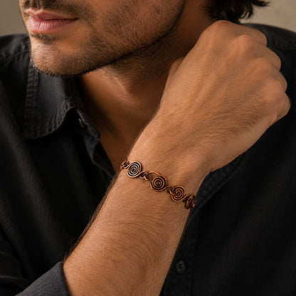 SHINDE EXPORTS Pure Copper Bracelet for Men & Women – Antique Finish Handmade Link Chain Bracelet, Adjustable 8.5 Inch Unisex Copper Jewelry, Made in India