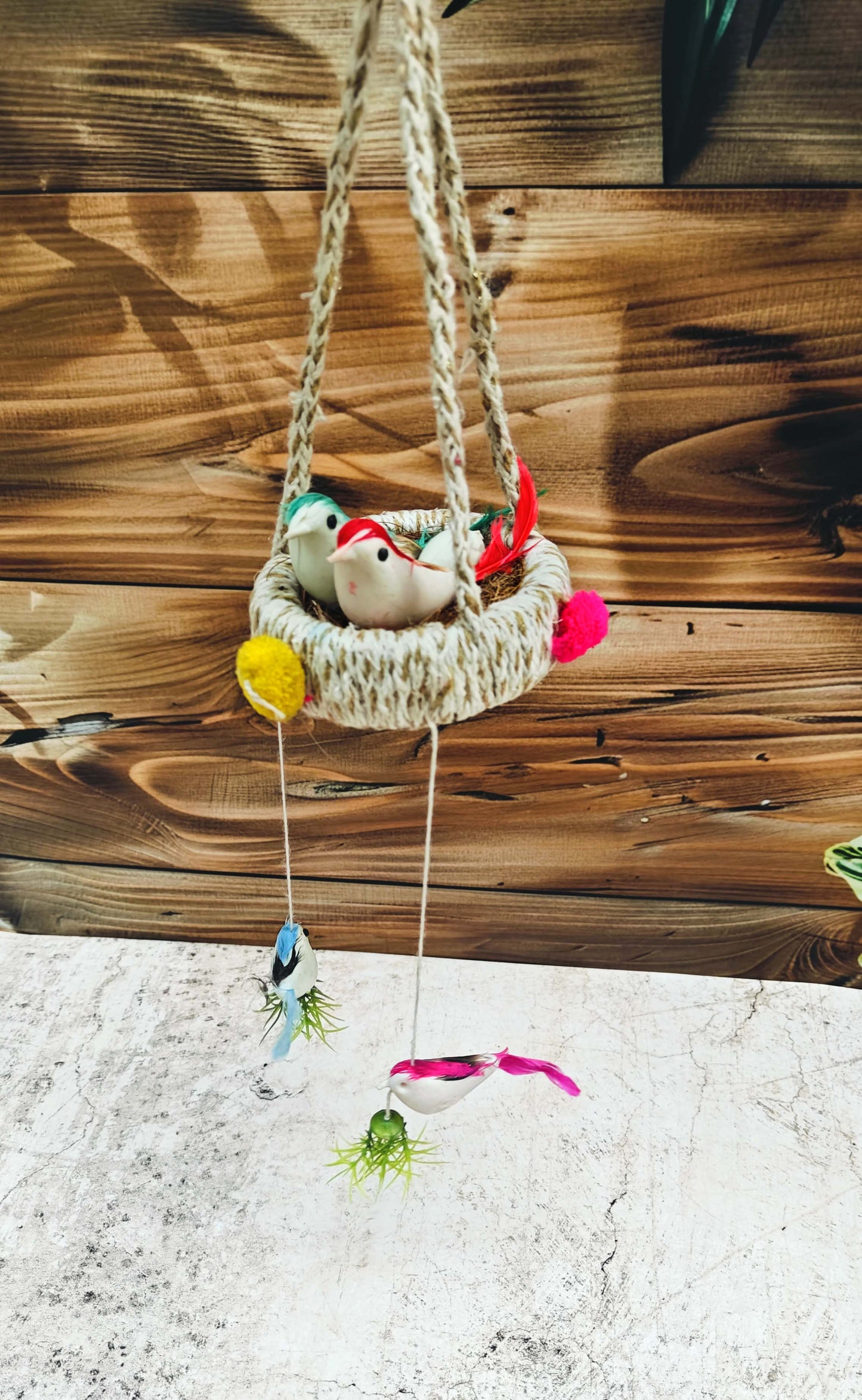 SHINDE EXPORTS Decorative Artificial Birds Nest Hanging Made of Natural Grass/Jute Best for Balcony Home Decor and Gifting
