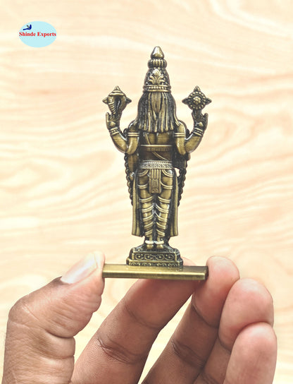 SHINDE EXPORTS small size brass metal lord tirupati balaji idol for car dashboard home