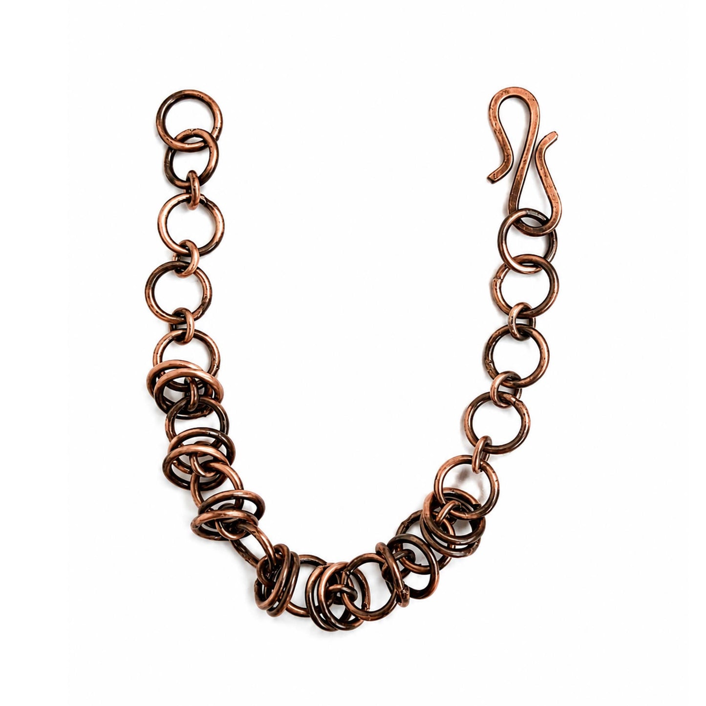 SHINDE EXPORTS Pure Copper Bracelet for Men & Women – Antique Finish Handmade Link Chain Bracelet, Adjustable 8.5 Inch Unisex Copper Jewelry, Made in India
