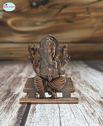 SHINDE EXPORTS small brass metal lord ganesha ganpati idol murthy for car dashboard home office table murti statue