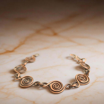 SHINDE EXPORTS Pure Copper Bracelet for Men & Women – Antique Finish Handmade Link Chain Bracelet, Adjustable 8.5 Inch Unisex Copper Jewelry, Made in India