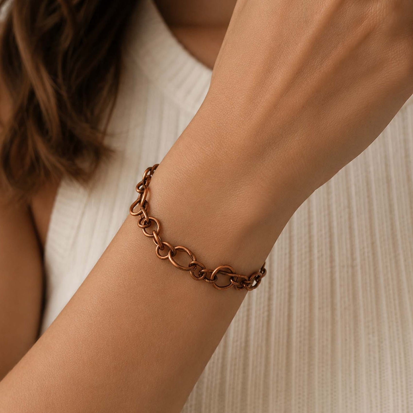 SHINDE EXPORTS Pure Copper Bracelet for Men & Women – Antique Finish Handmade Link Chain Bracelet, Adjustable 8.5 Inch Unisex Copper Jewelry, Made in India