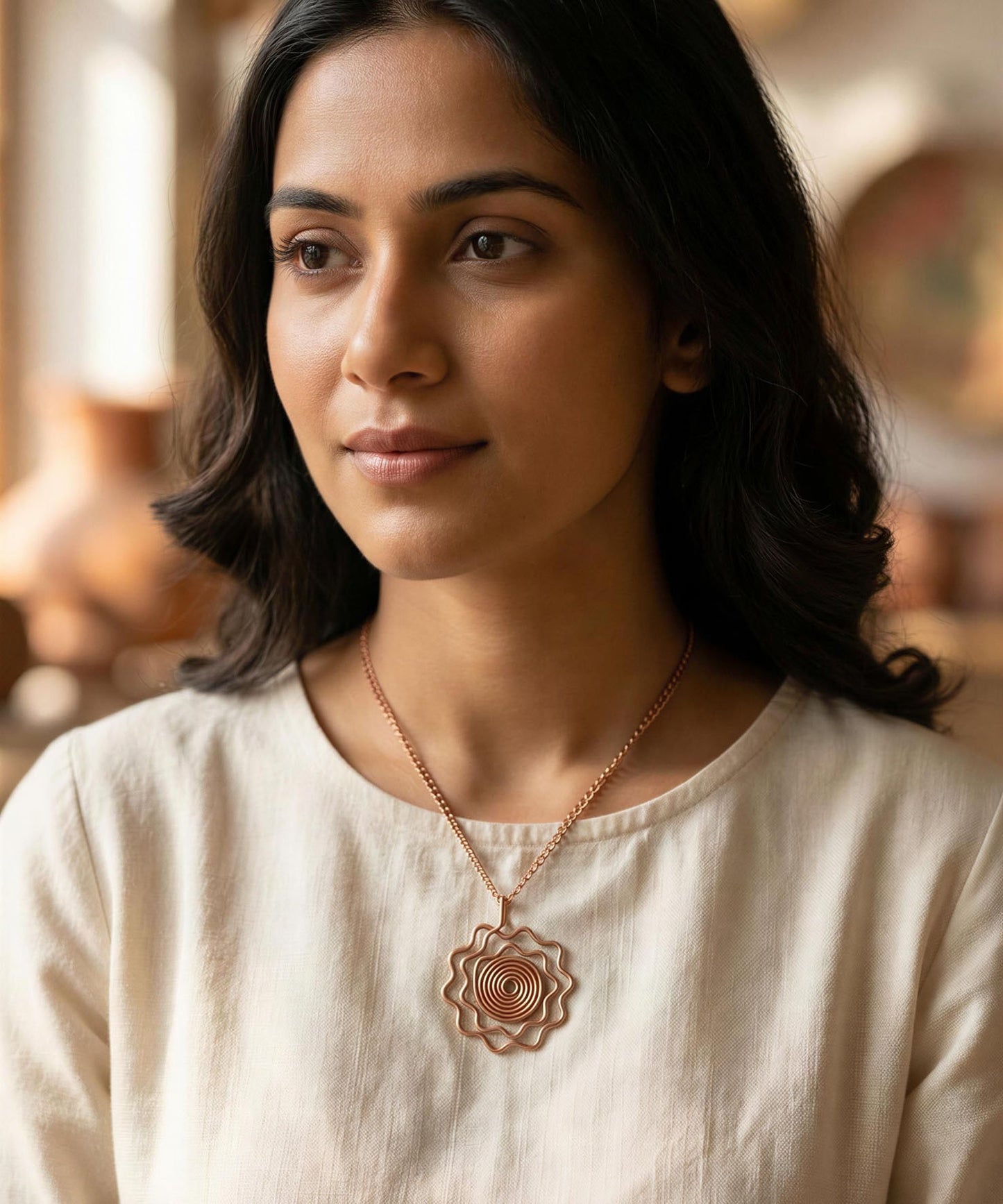 SHINDE EXPORTS 100% solid uncoated jewellery pure copper chain necklaces stylish choker for women with pendant