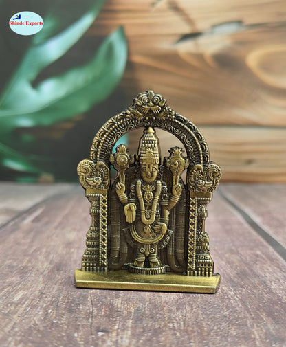SHINDE EXPORTS small size brass metal lord tirupati balaji idol for car dashboard home