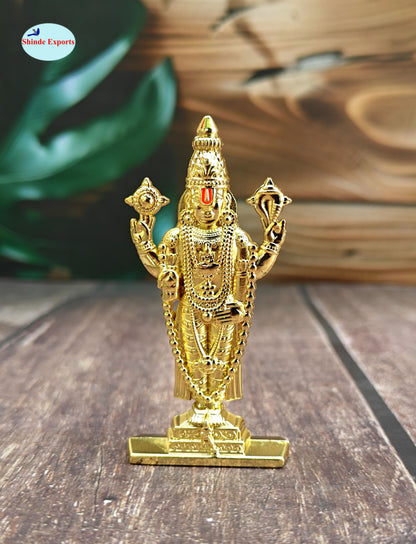 SHINDE EXPORTS small size brass metal lord tirupati balaji idol for car dashboard home