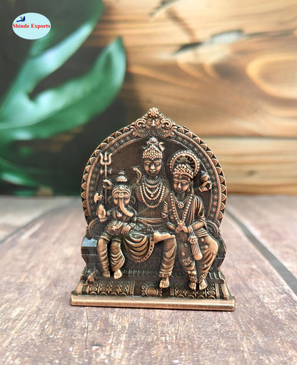 SHINDE EXPORTS small lord shiva parvati family parivar shiv ganesha metal murti idol for home mandir car dashboard temple