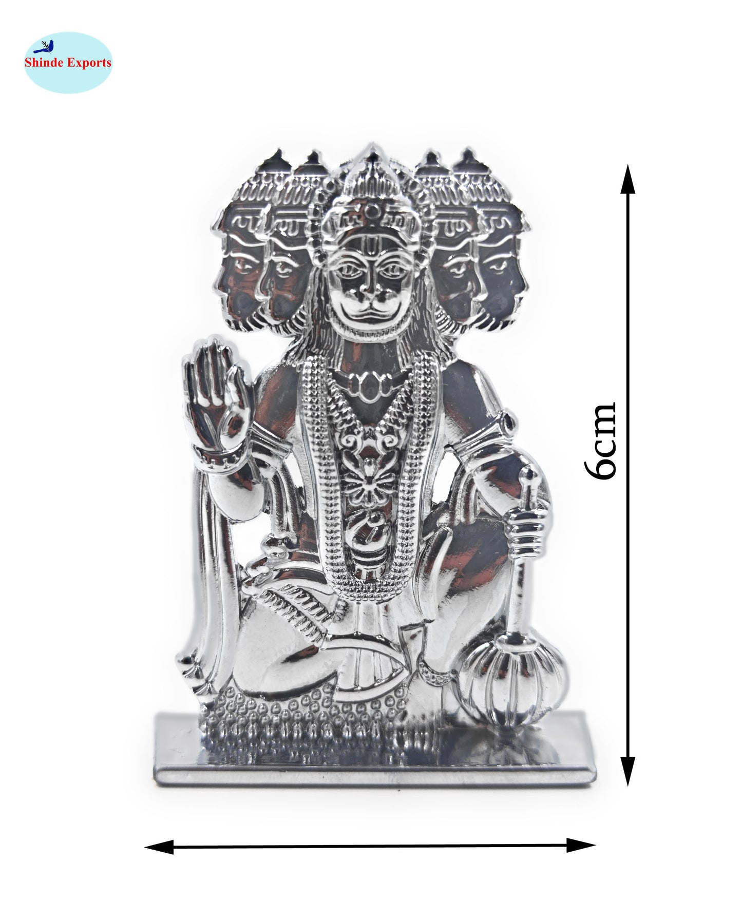 SHINDE EXPORTS small size brass pital metal panchmukhi hanuman idol murti statue for car dashboard home