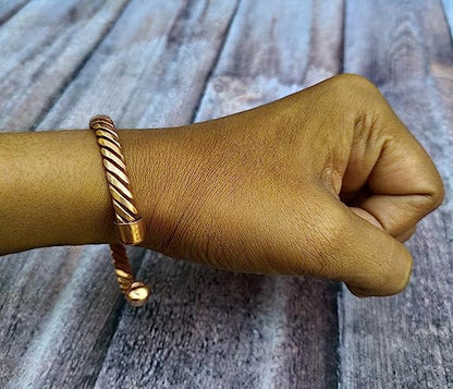 SHINDE EXPORTS Pure Copper Adjustable Kada Bracelet for Men & Women| Magnetic Copper Healing Hand Cuff/Bangle Kada for Unisex Adult