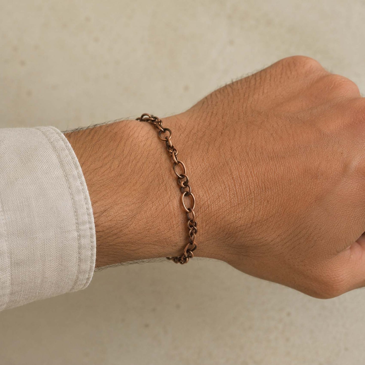 SHINDE EXPORTS Pure Copper Bracelet for Men & Women – Antique Finish Handmade Link Chain Bracelet, Adjustable 8.5 Inch Unisex Copper Jewelry, Made in India
