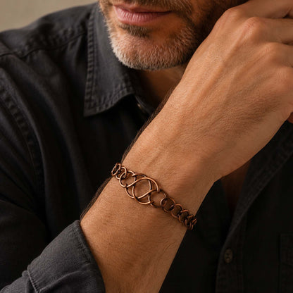 SHINDE EXPORTS Pure Copper Bracelet for Men & Women – Antique Finish Handmade Link Chain Bracelet, Adjustable 8.5 Inch Unisex Copper Jewelry, Made in India