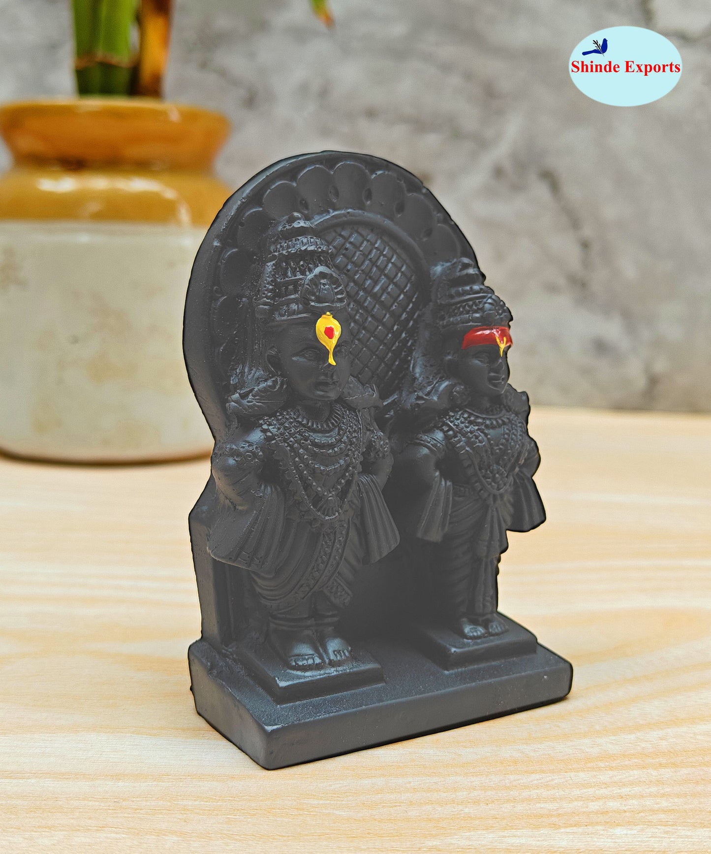 SHINDE EXPORTS vithal rukmini murti Idol for car vitthal rakhumai panduranga Statue Small Size 4 inches