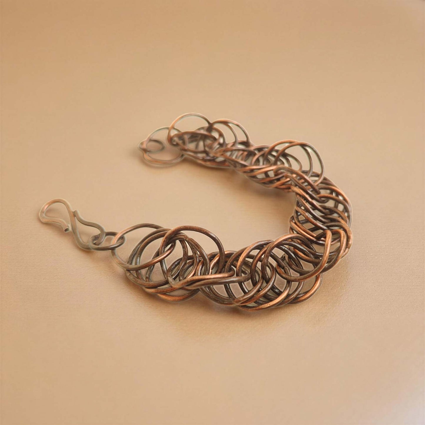 SHINDE EXPORTS Pure Copper Bracelet for Men & Women – Antique Finish Handmade Link Chain Bracelet, Adjustable 8.5 Inch Unisex Copper Jewelry, Made in India