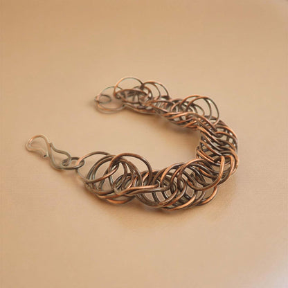 SHINDE EXPORTS Pure Copper Bracelet for Men & Women – Antique Finish Handmade Link Chain Bracelet, Adjustable 8.5 Inch Unisex Copper Jewelry, Made in India