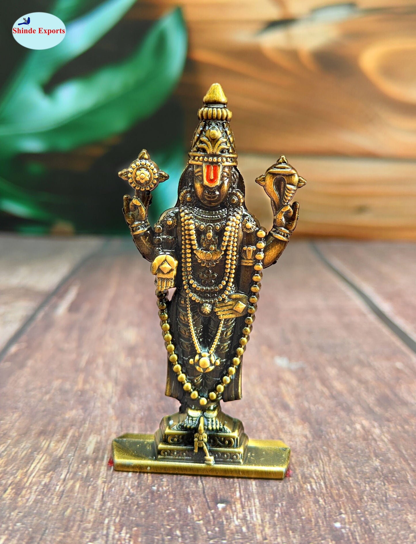 SHINDE EXPORTS small size brass metal lord tirupati balaji idol for car dashboard home