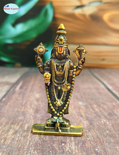SHINDE EXPORTS small size brass metal lord tirupati balaji idol for car dashboard home