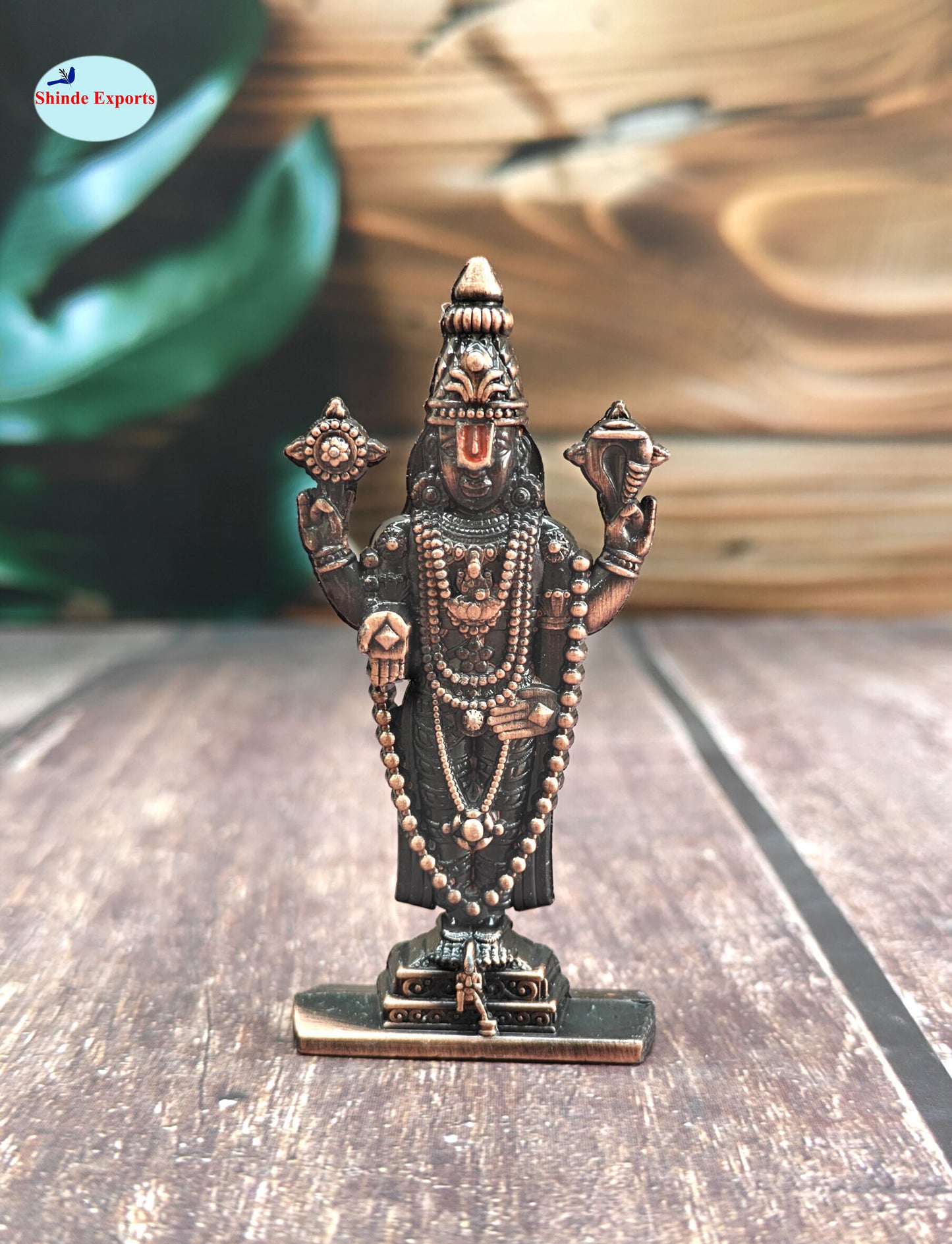 SHINDE EXPORTS small size brass metal lord tirupati balaji idol for car dashboard home