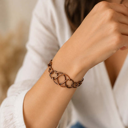 SHINDE EXPORTS Pure Copper Bracelet for Men & Women – Antique Finish Handmade Link Chain Bracelet, Adjustable 8.5 Inch Unisex Copper Jewelry, Made in India