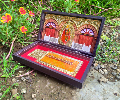 SHINDE EXPORTS Shirdi Sai Baba Decorative Photo Frame box with Charan Paduka for God Pooja and Gift.