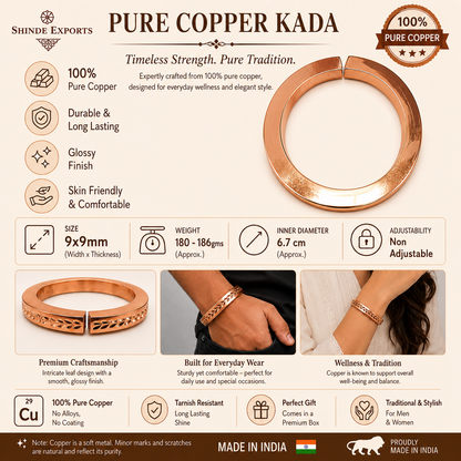 shinde exports heavy pure copper bracelet cuff kada bangle for women men