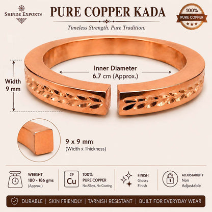 shinde exports heavy pure copper bracelet cuff kada bangle for women men
