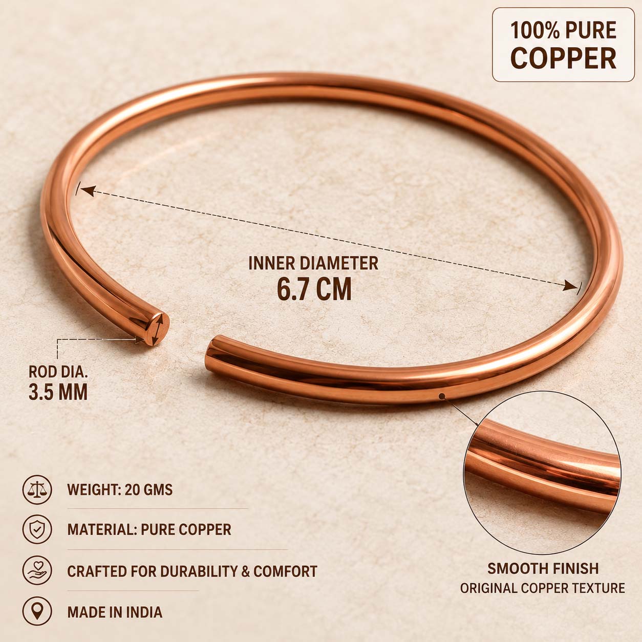 SHINDE EXPORTS pure copper kada bracelets for men and women