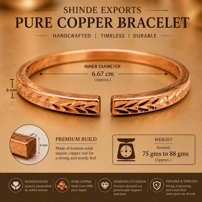 shinde exports heavy pure copper bracelet cuff kada bangle for women men