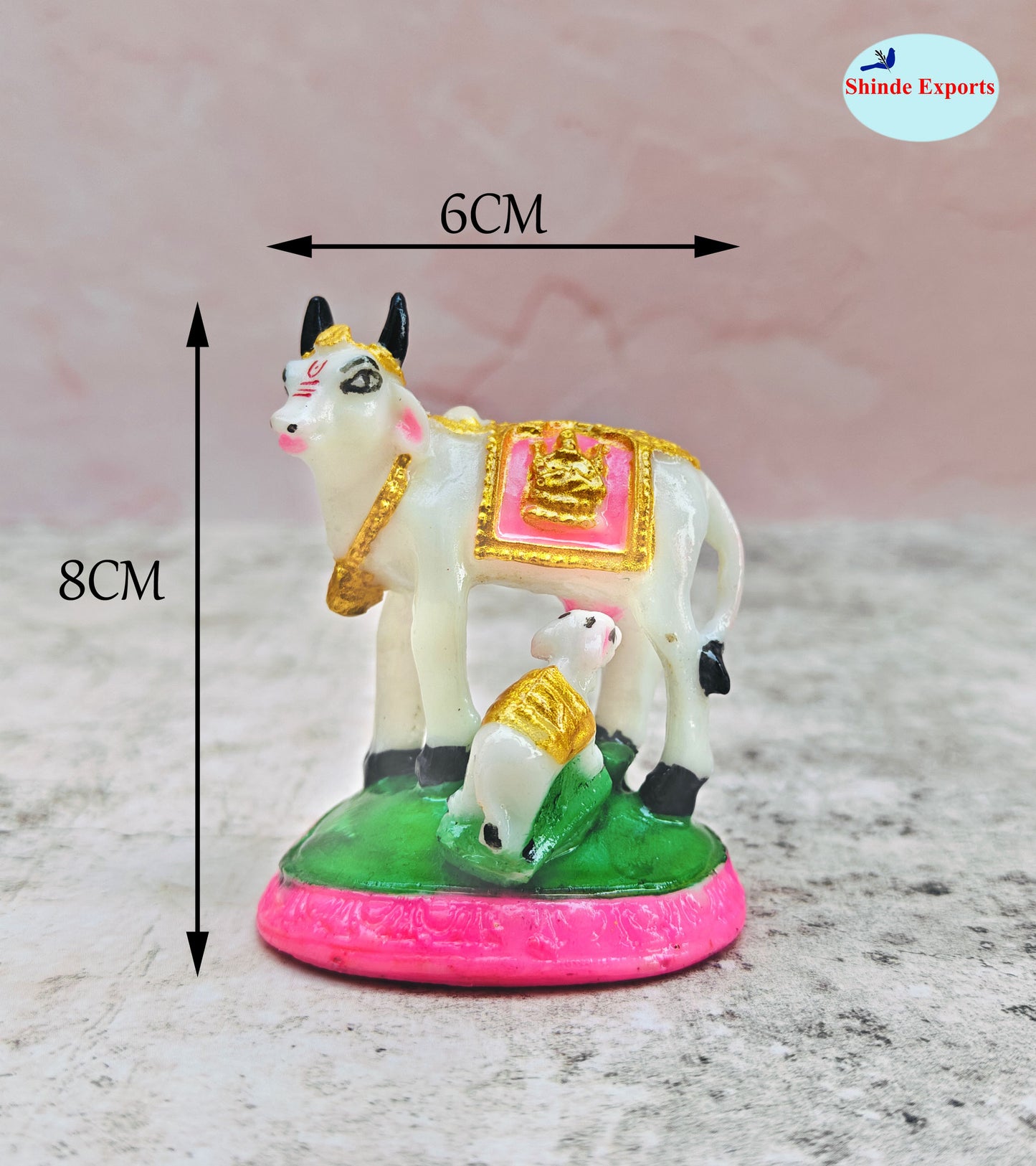 SHINDE EXPORTS cow with calf kamdhenu marble idol white statue for vastu pooja home décor