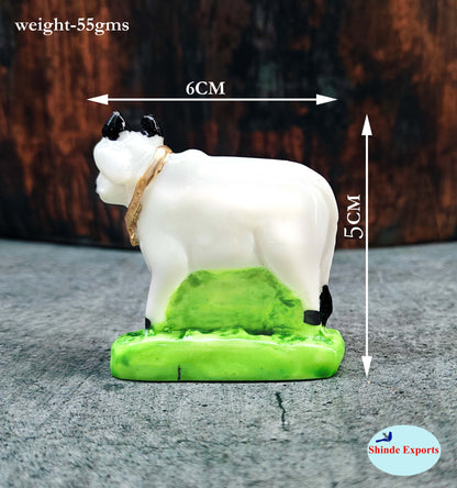 SHINDE EXPORTS cow with calf kamdhenu marble idol white statue for vastu pooja home décor