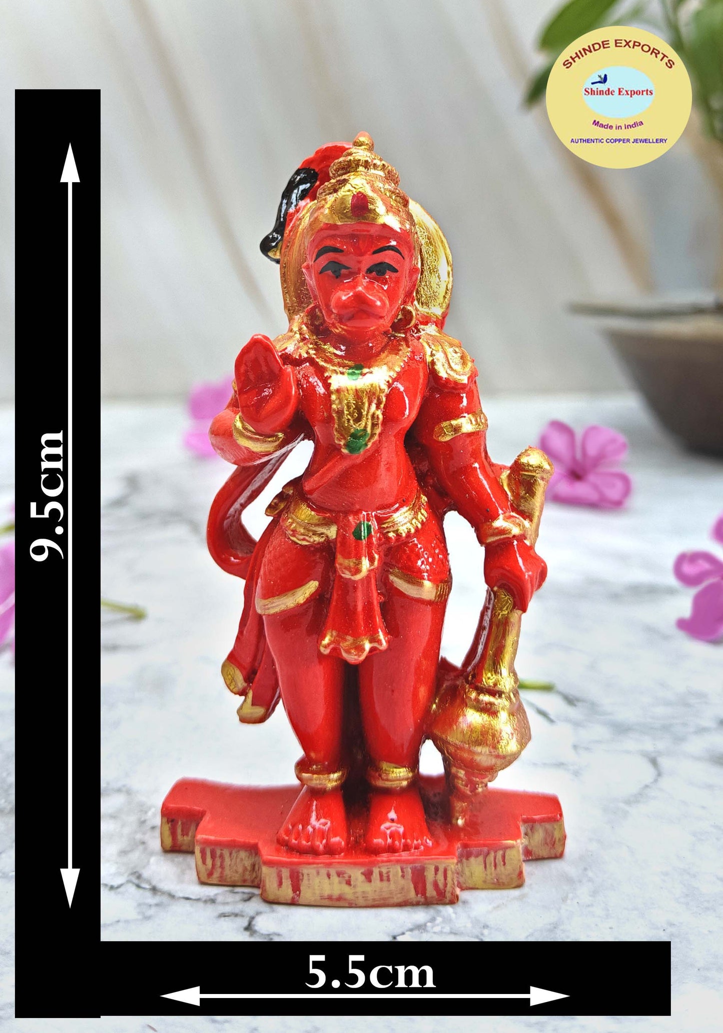 SHINDE EXPORTS small size marble hanuman idol murti for car dashboard home puja