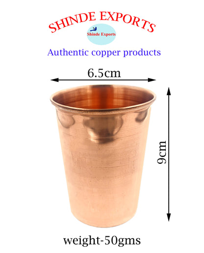 SHINDE EXPORTS tamba copper glass set of 2 glasses for drinking water pooja worship