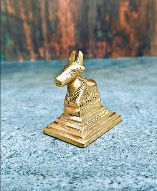 SHINDE EXPORTS Small Brass Nandi Idol Statue vastu Bull murti for Pooja at mandir Home