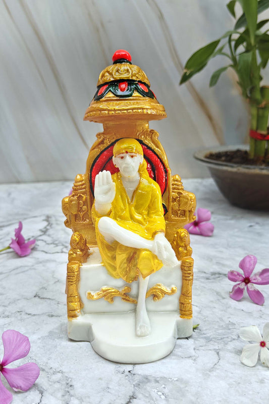 SHINDE EXPORTS shirdi saibaba Marble Idol Statue murti Home Murty for car