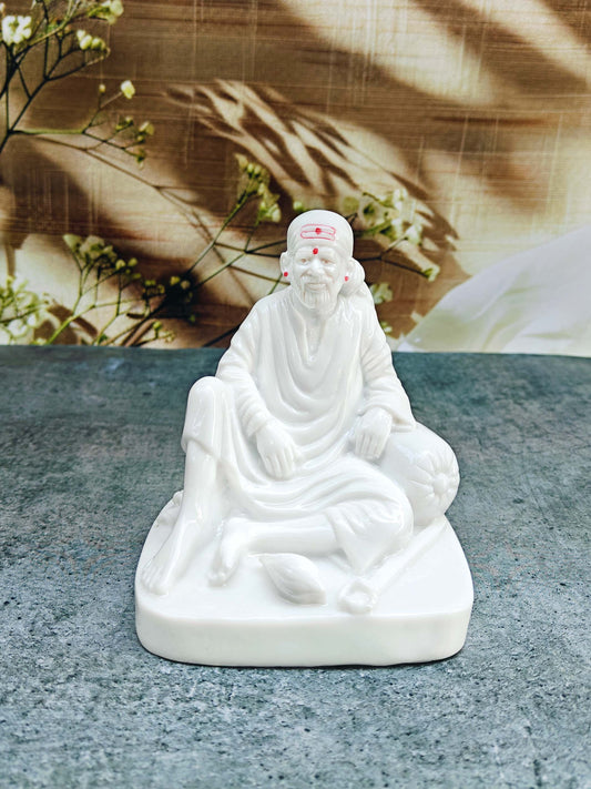 SHINDE EXPORTS Big Size White shirdi saibaba Marble Idol for Pooja Room Statue murti Home Murty 5 inches
