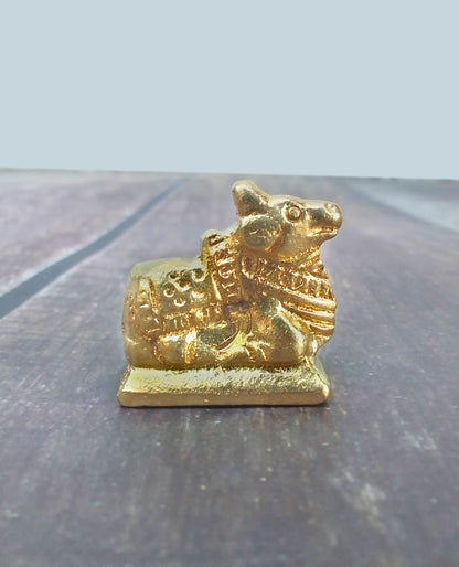 SHINDE EXPORTS Small Brass Nandi Idol Statue vastu Bull murti for Pooja at mandir Home