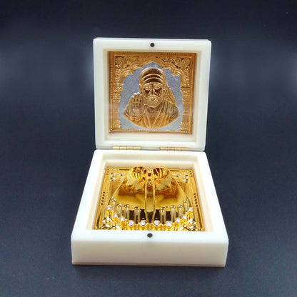 SHINDE EXPORTS Shirdi Sai Baba Decorative Photo Frame box with Charan Paduka for God Pooja and Gift.