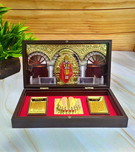 SHINDE EXPORTS Shirdi Sai Baba Decorative Photo Frame box with Charan Paduka for God Pooja and Gift.