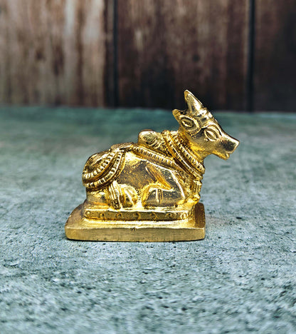 SHINDE EXPORTS Small Brass Nandi Idol Statue vastu Bull murti for Pooja at mandir Home