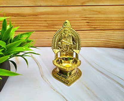 SHINDE EXPORTS Shirdi Saibaba Figure Golden Brass Diya for puja for Home Decor